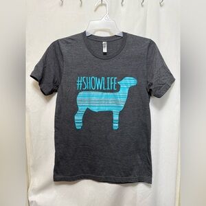 Show Lamb Livestock Charcoal Gray #ShowLife T-Shirt Womens Medium 0132